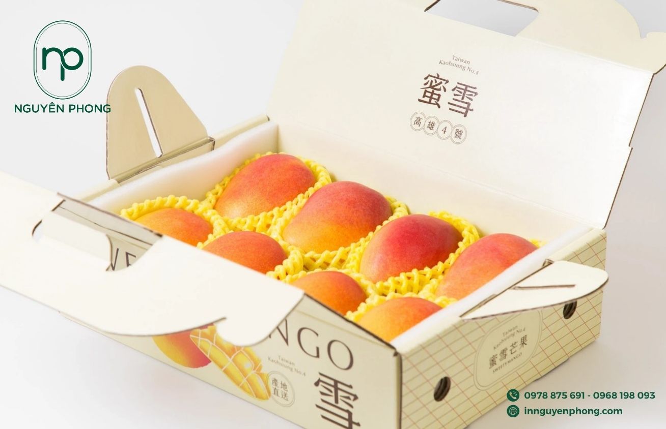 Mẫu thùng carton thiết kế quai cầm đựng xoài